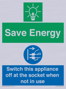 Save Energy, Switch this appliance off at the socket when not in use
